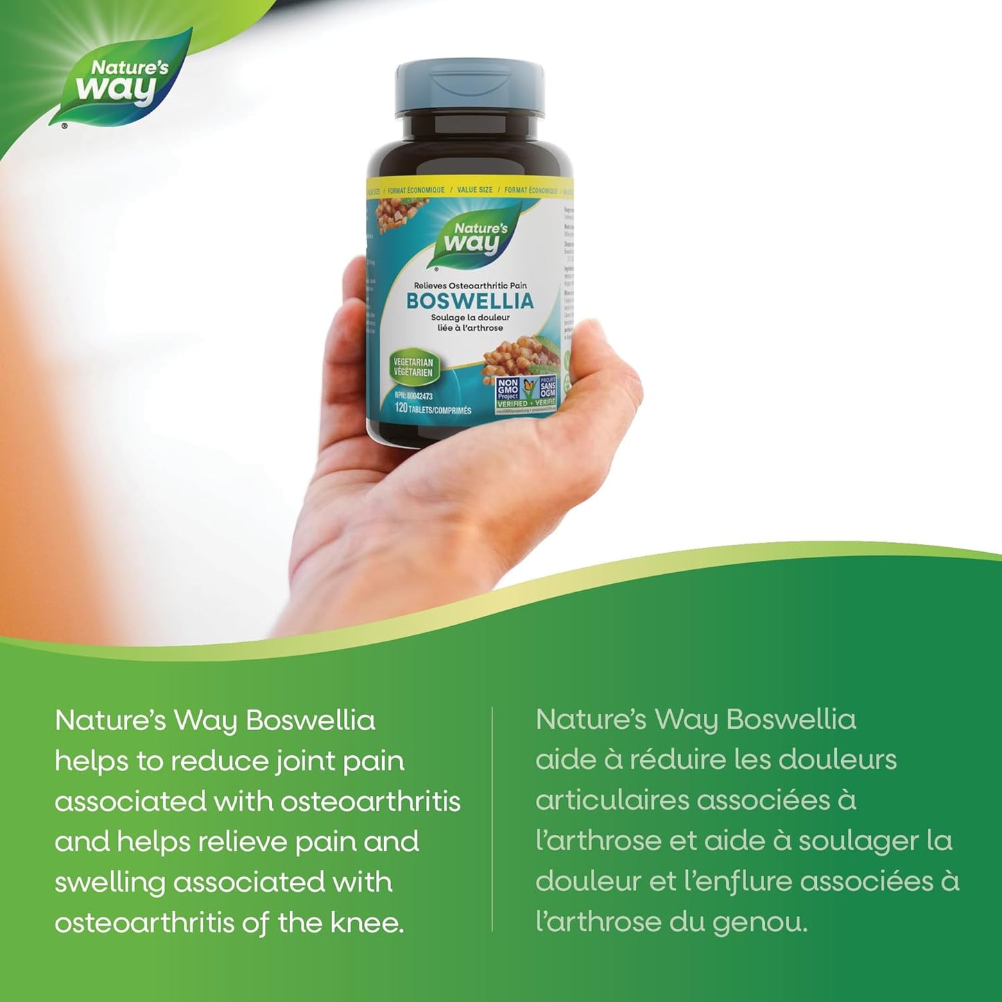Nature's Way Boswellia, Helps Relieve Osteoarthritic Pain, 120 Vegetarian Tablets, Value Size