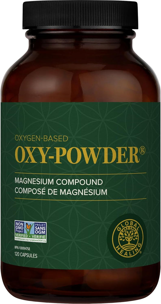 Global Healing Oxy-Powder Oxygen-Based Colon Cleanse and Detox - Poop Stool Softener For Bloating, Gas & Constipation Relief For Women & Men (120 Capsules) - Canadian Version