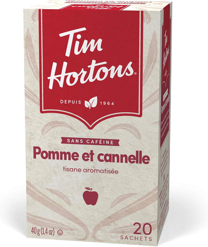 Tim Horton 速溶卡布奇诺，法式香草味，16 盎司和苹果肉桂茶包，草本茶，脱咖啡因，20 个