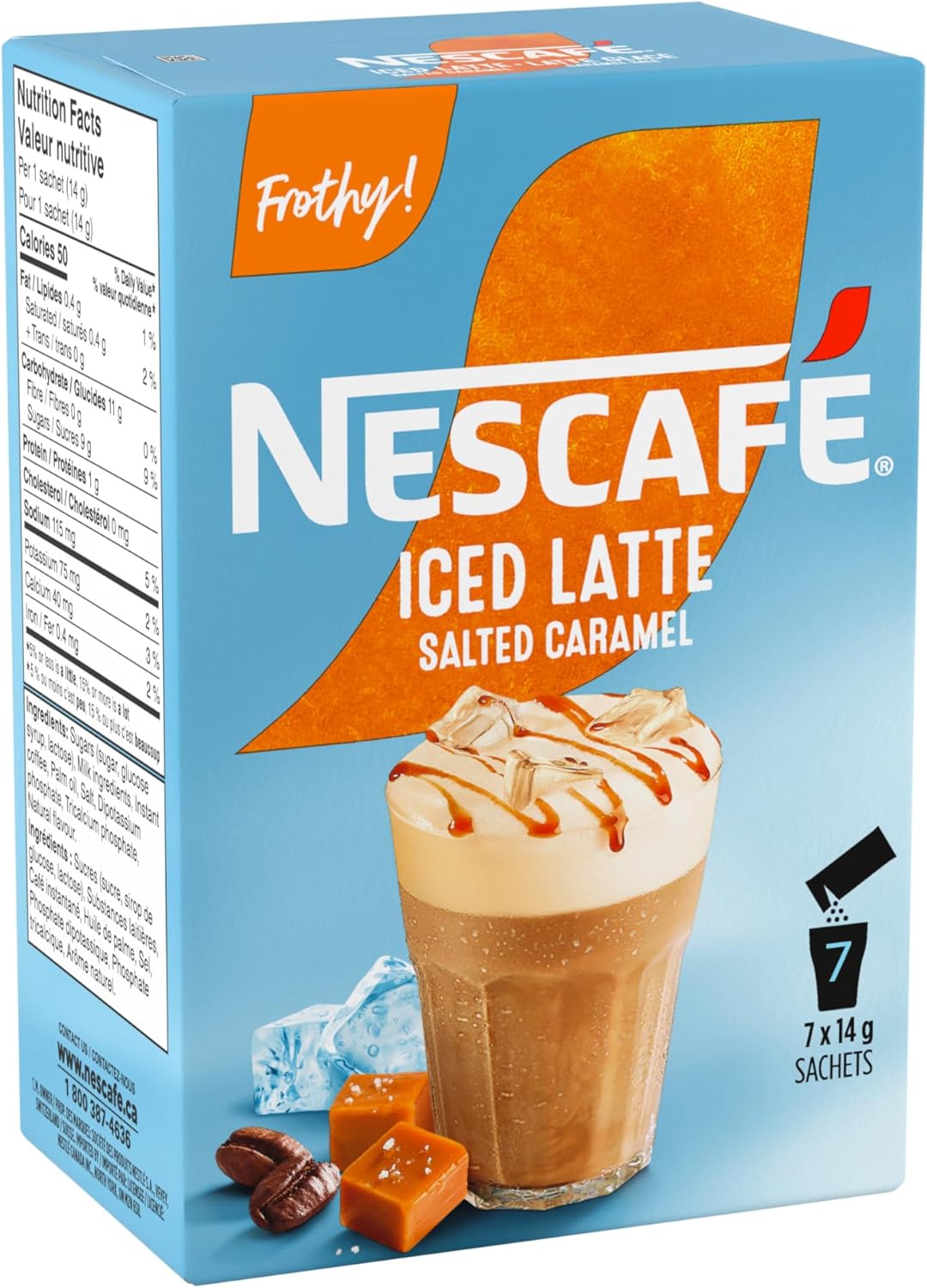 雀巢金牌冰拿铁咸焦糖纸盒装，42 x 14 克小袋