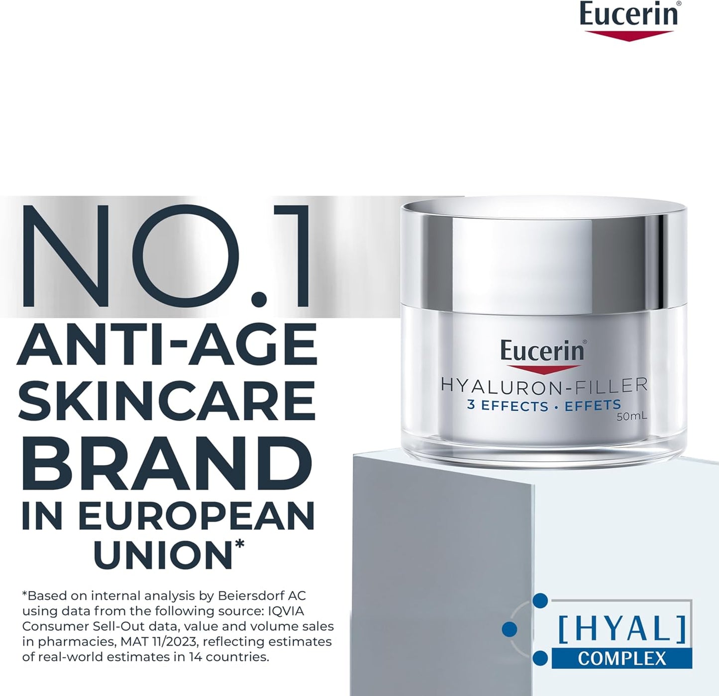 Eucerin Anti Wrinkle Firming Day Care Hyaluronic Acid Moisturizer for Face, Anti Aging Face Cream for Women Visibly Reduces the Look of Fine Lines & Wrinkles, All Skin Types, 50mL Jar