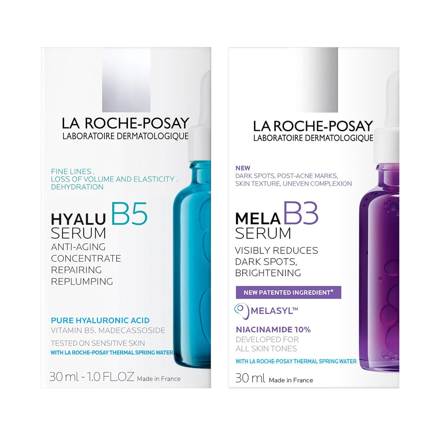 La Roche-Posay Hyaluronic Acid Face Serum, Hyalu B5 Hyaluronic Acid Serum for Face, with Vitamin B5 & Anti-Aging BUNDLES with Mela B3 Serum or Ultra Fluid SPF 50+. Suitable for Sensitive Skin