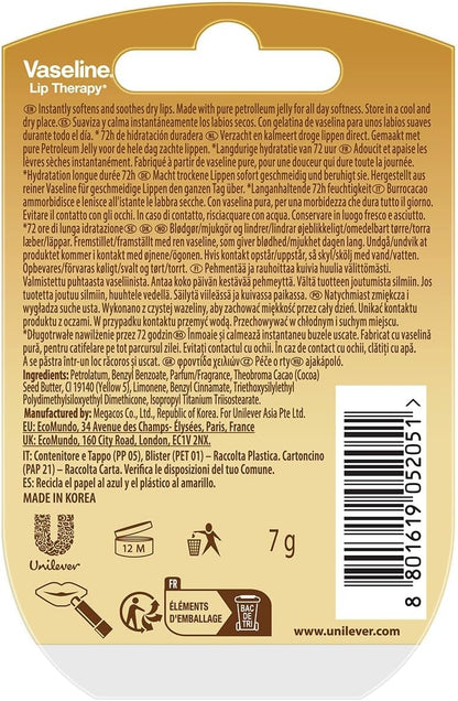 Vaseline® Lip Therapy® Crème Brulee Mini, Long-lasting moisturization, with a light scent of crème brulee