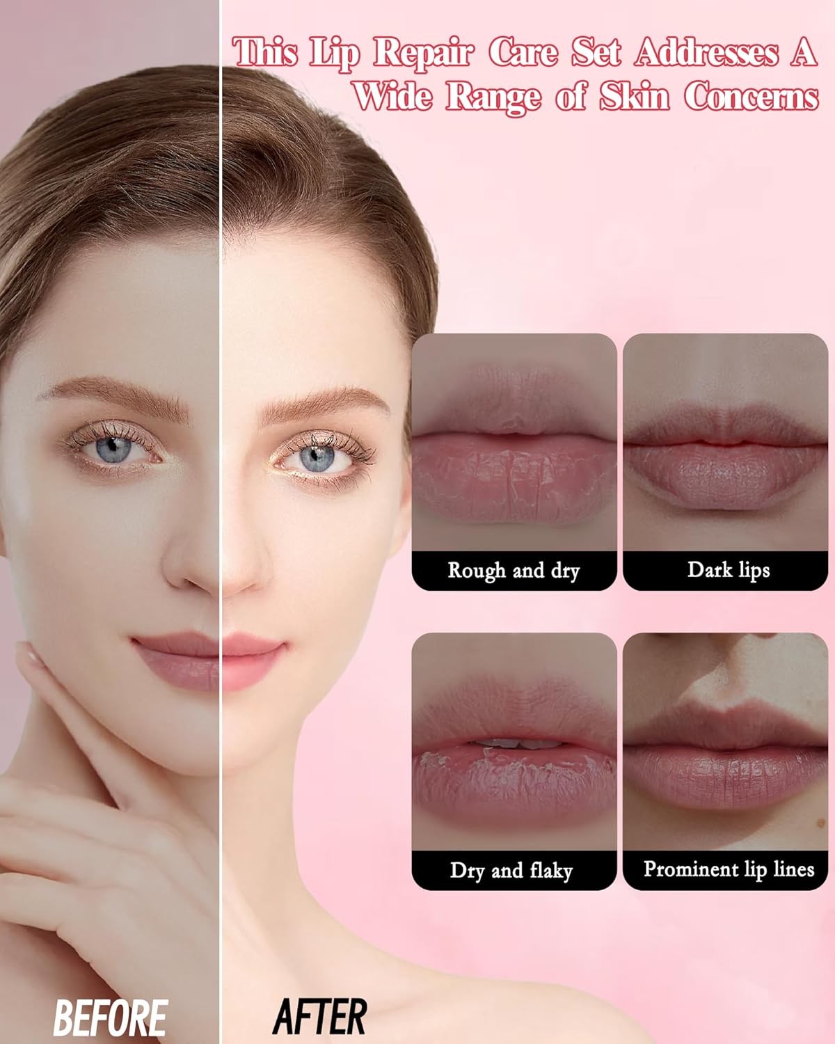 Lip Repair Care Product Kit,8 in 1 Peach Lips Care Moisturizer,Lip Scrub,5Pcs Lip Mask,Lip Scrub Foaming,Hydrating Lip Balm for Dry Cracked Chapped Lips,Christmas Travel Size Care Gift Set for Women Girl