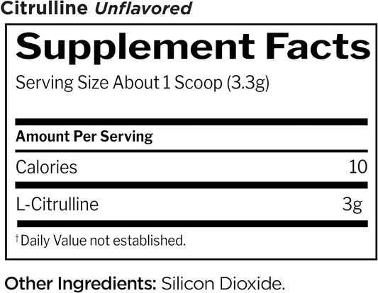 Rule 1 L-Citrulline Powder - Pure Unflavored Citrulline for Nitric Oxide Support, Endurance & Recovery (198g, Unflavored)