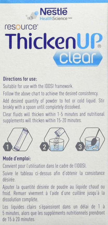 ThickenUp Clear，速溶食品和饮料增稠剂，125克罐装；ThickenUp Clear，速溶食品和饮料增稠剂，24 x 1.4克小袋装