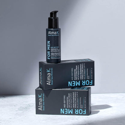 Alma K 抗衰老再生面部和头皮霜（含 SPF 30）- 含 SPF 的日常保湿霜 - 男士保湿霜 - 2 盎司
