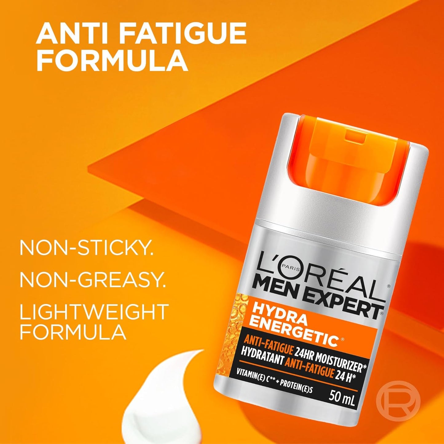 L’Oréal Paris Men Expert Anti Fatigue Face Cream for Men with Vitamin C & Protein, Mens Face Cream, For Dry and Dull Skin, Reduces look of fine lines & dark circles, Hydra Energetic, 50ml