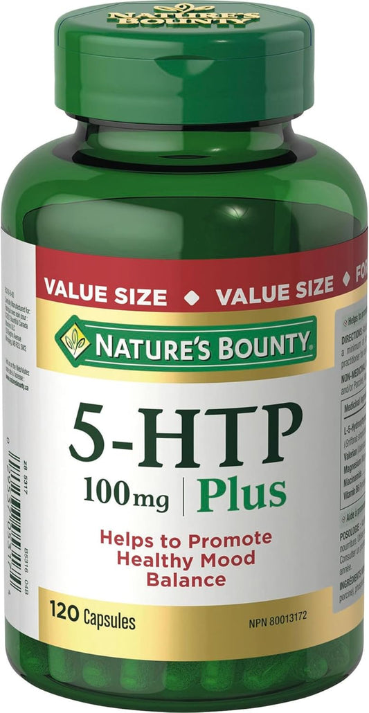 自然之寶 5-HTP 100 毫克 Plus，有助於促進健康情緒平衡，含 L-5 羥色氨酸、纈草、鎂、煙酰胺和維生素 B6，51.8 克