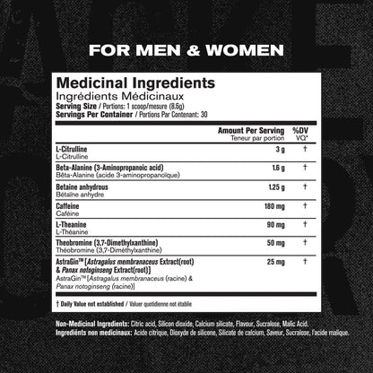 NITROSURGE 鍛鍊前補充品 - 源源不絕的能量、瞬間增強力量、清晰的注意力、強烈的泵感 - 一氧化氮助推器和含 β-丙氨酸的鍛煉前粉末 - 30 份，藍莓檸檬水