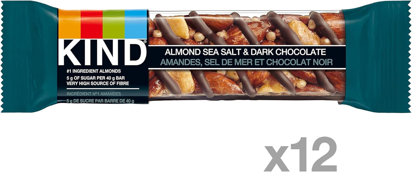 KIND Bars, Dark Chocolate Nuts & Sea Salt, Gluten Free, Low Sugar, 40 Grams, 12 Count & Healthy Grains Bars, Oats & Honey with Toasted Coconut, Gluten Free, 35 Grams, 5 Count