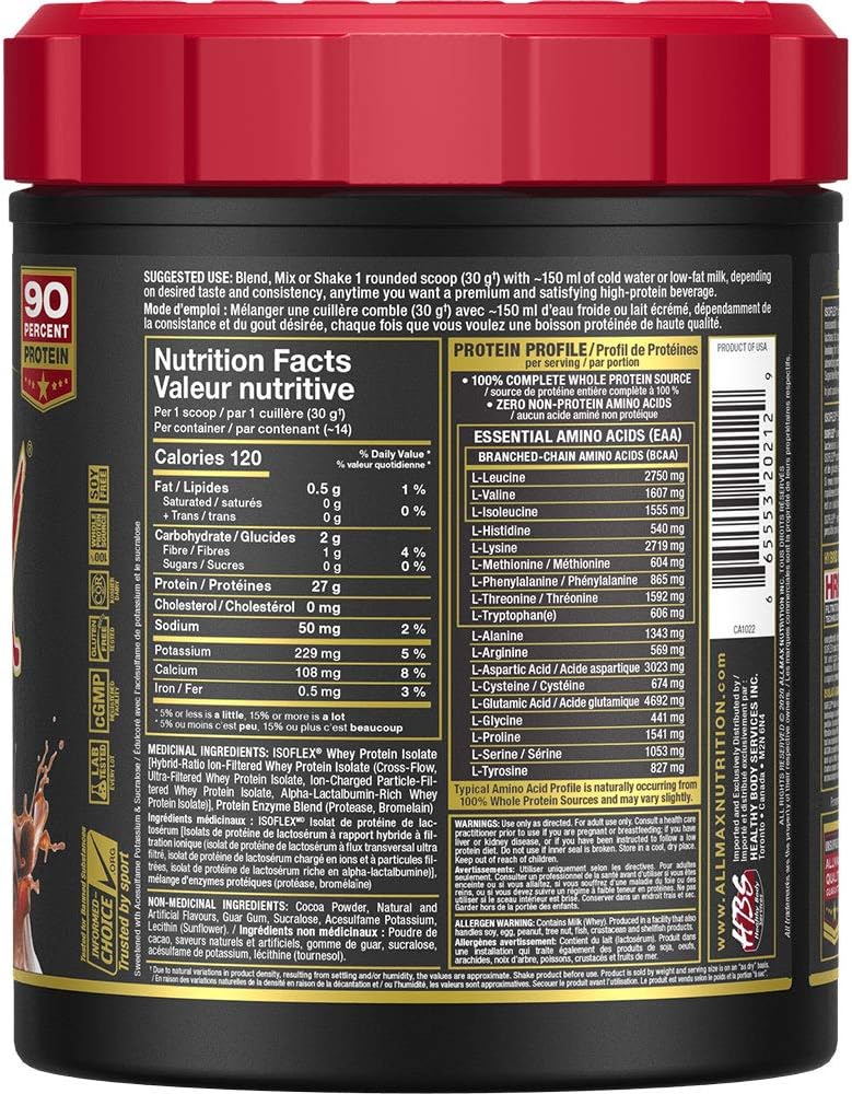 ALLMAX Nutrition - ISOFLEX - 100% Ultra-Pure Whey Protein Isolate - Chocolate - 1 Pound