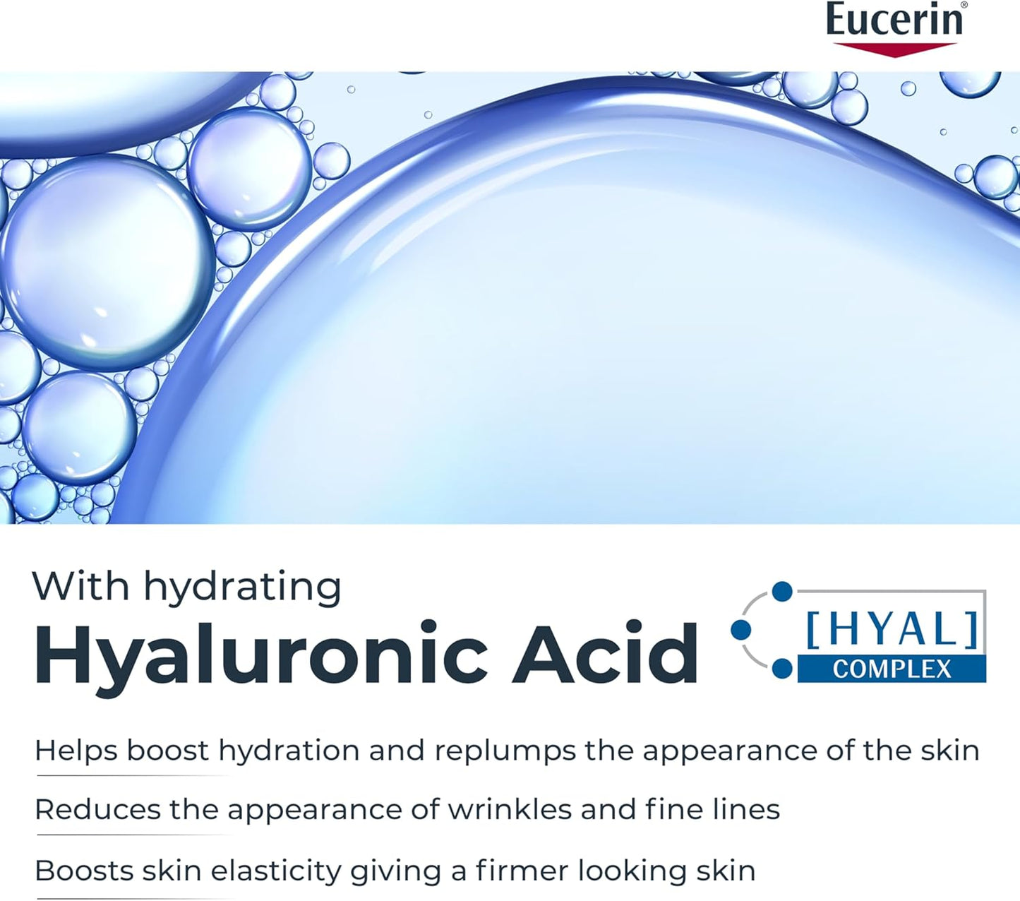 Eucerin Anti Wrinkle Firming Day Care Hyaluronic Acid Moisturizer for Face, Anti Aging Face Cream for Women Visibly Reduces the Look of Fine Lines & Wrinkles, All Skin Types, 50mL Jar