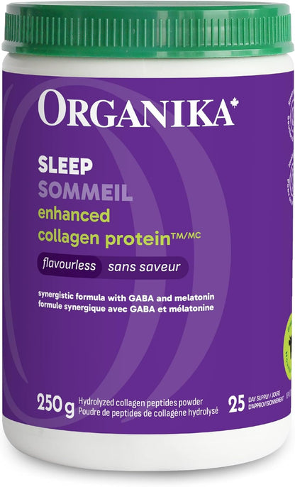 Organika 增強膠原蛋白睡眠 - 含 100 毫克 Gaba 和 3 克褪黑激素 - 深度安寧睡眠 - 250 克