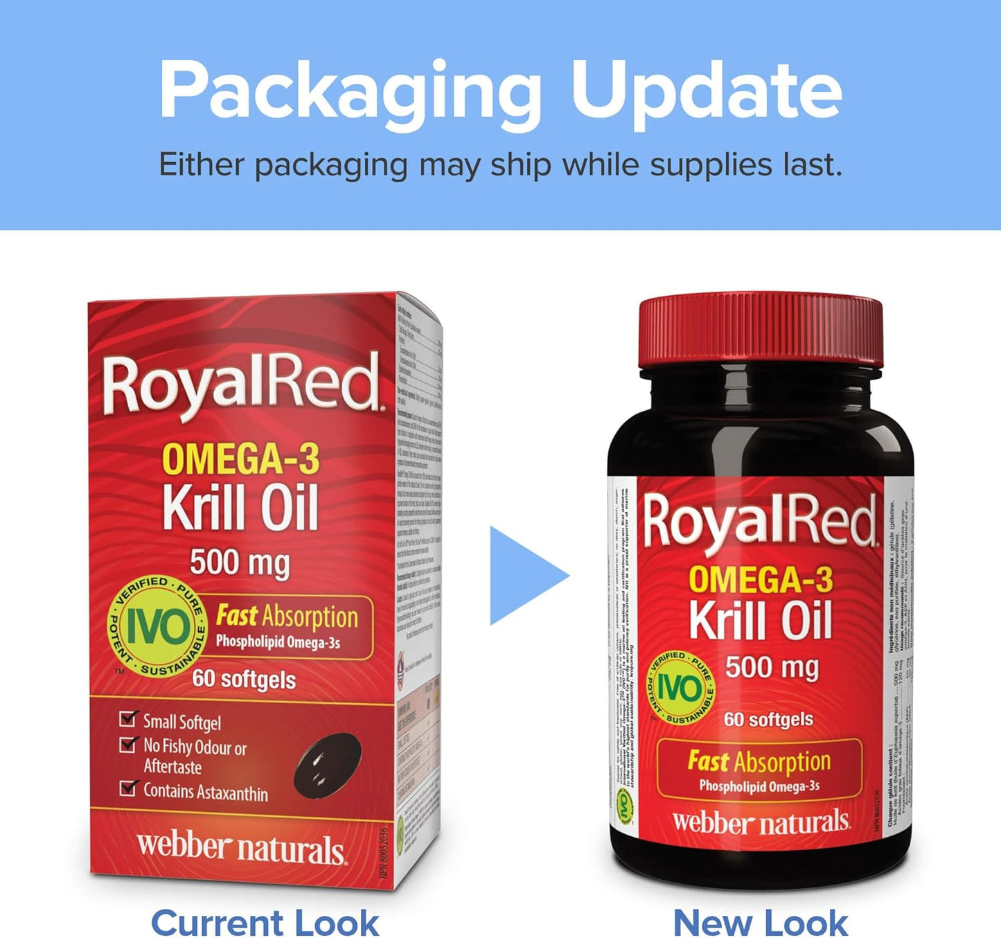 Webber Naturals RoyalRed 磷蝦油 Plus 500 毫克，60 粒軟膠囊，支持心血管健康和大腦功能，抗氧化支持