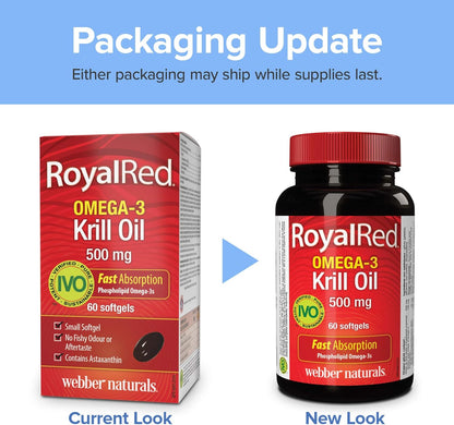 Webber Naturals RoyalRed 磷蝦油 Plus 500 毫克，60 粒軟膠囊，支持心血管健康和大腦功能，抗氧化支持