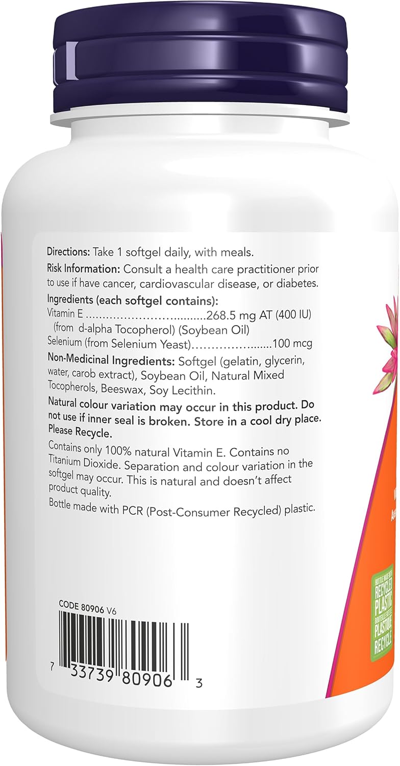 NOW Supplements, Vitamin E-400 IU, Mixed Tocopherols, Antioxidant Protection*, 100 Softgels