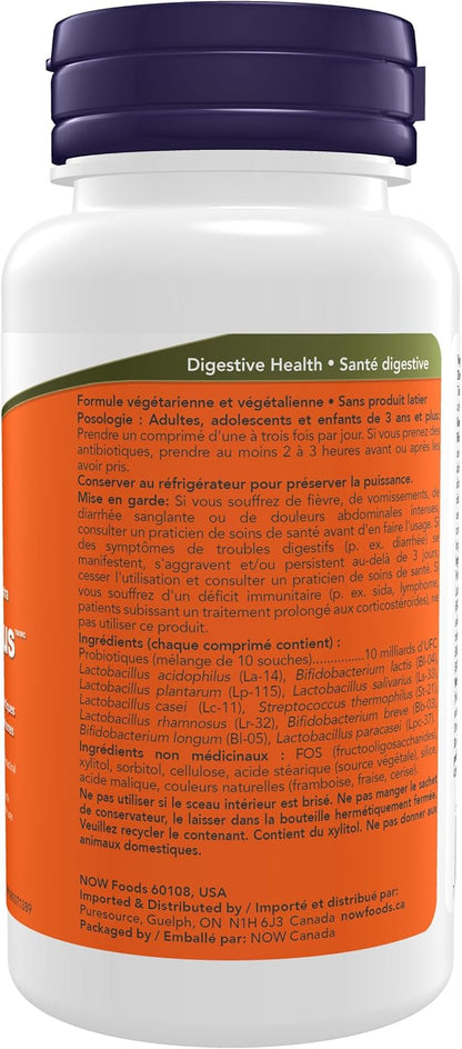 NOW Supplements，BerryDophilus™，专为成人和儿童开发，含 10 种益生菌菌株，超强效，菌株验证，50 粒咀嚼片