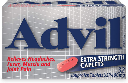 Advil Extra Strength Ibuprofen Pain Relief Caplets, Fast Acting Pain Relief for Migraine, Back, Neck, Joint, and Muscle Relief, 400mg (32 Count)