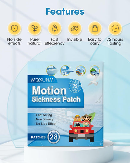 MQXUNMI 晕车贴，28片装不瞌睡晕船贴，适用于晕车、晕机和旅行，快速见效，长达72小时
