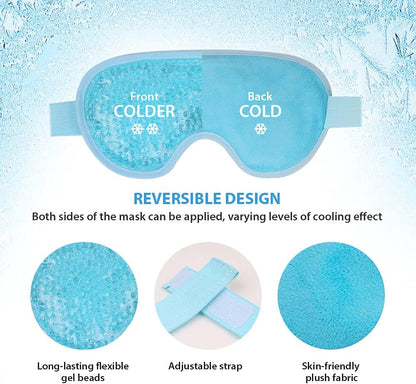 NEWGO Cooling Gel Eye Mask for Puffiness, Tired Eyes, Migraines, Stress, Itchy Eyes, Lid Surgery, Relief - Blue Sleeping Mask for Skin Care and Eye Spa
