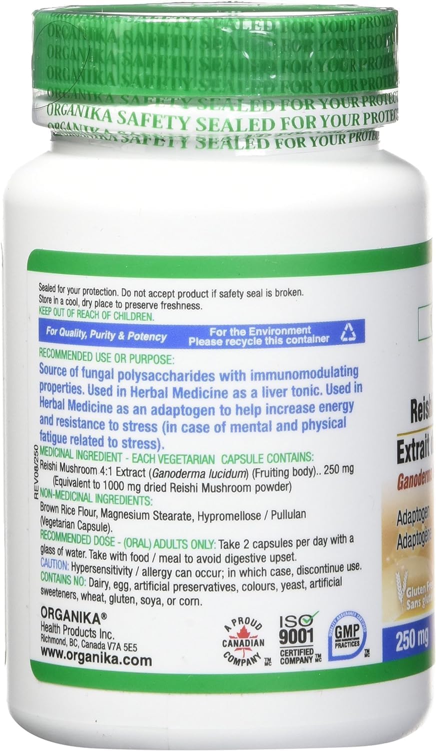 Organika 蘑菇萃取 - 靈芝 180 粒膠囊和 L-茶氨酸額外添加 110 粒膠囊 - 促進放鬆，緩解壓力，純天然來源
