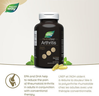 NutraSea Arthritis Targeted Omega-3 - Rheumatoid Arthritis Support 3000mg (1725mg EPA, 1275mg DHA), Fresh Mint, 75 count softgel