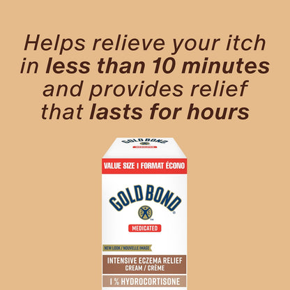 Gold Bond 药用强效湿疹缓解 1% 氢化可的松乳膏，56 克管装，药用湿疹治疗，含 5 种保湿剂，可缓解瘙痒、皮疹、发红、粗糙、刺激和炎症