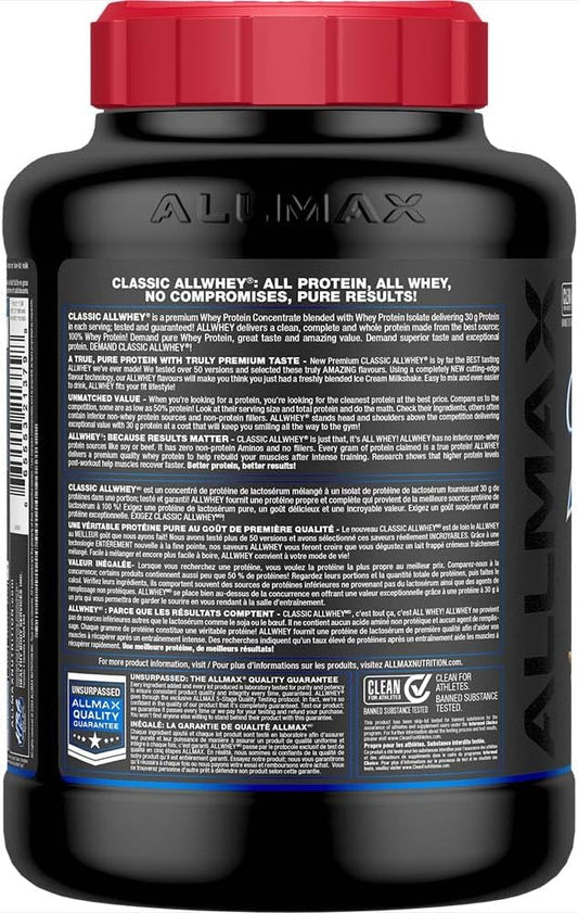 ALLMAX Classic ALLWHEY，花生酱 - 5 磅 - 每勺 30 克蛋白质 - 不含麸质