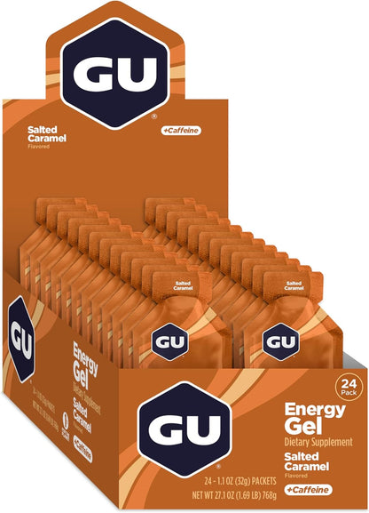 GU ENERGY 原装运动营养能量凝胶，咸焦糖口味，24 粒装