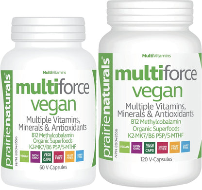 Prairie Naturals Multi-Force Vegan Vitamins, Minerals, & Greenfoods Capsule - 60 Count