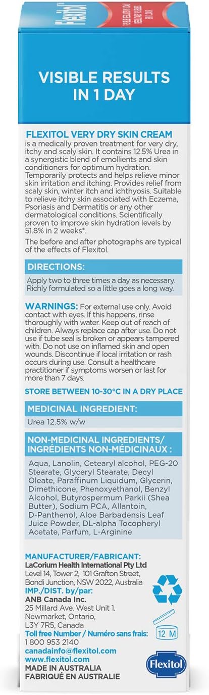 Flexitol Very Dry Skin Cream for Extra, Incredibly Dry Skin – Nourishes, Rehydrates, and Relieves Extremely Dry Skin, Ideal for Eczema and Very Dry, Sensitive Skin, with Urea for Moisturisation (125g)