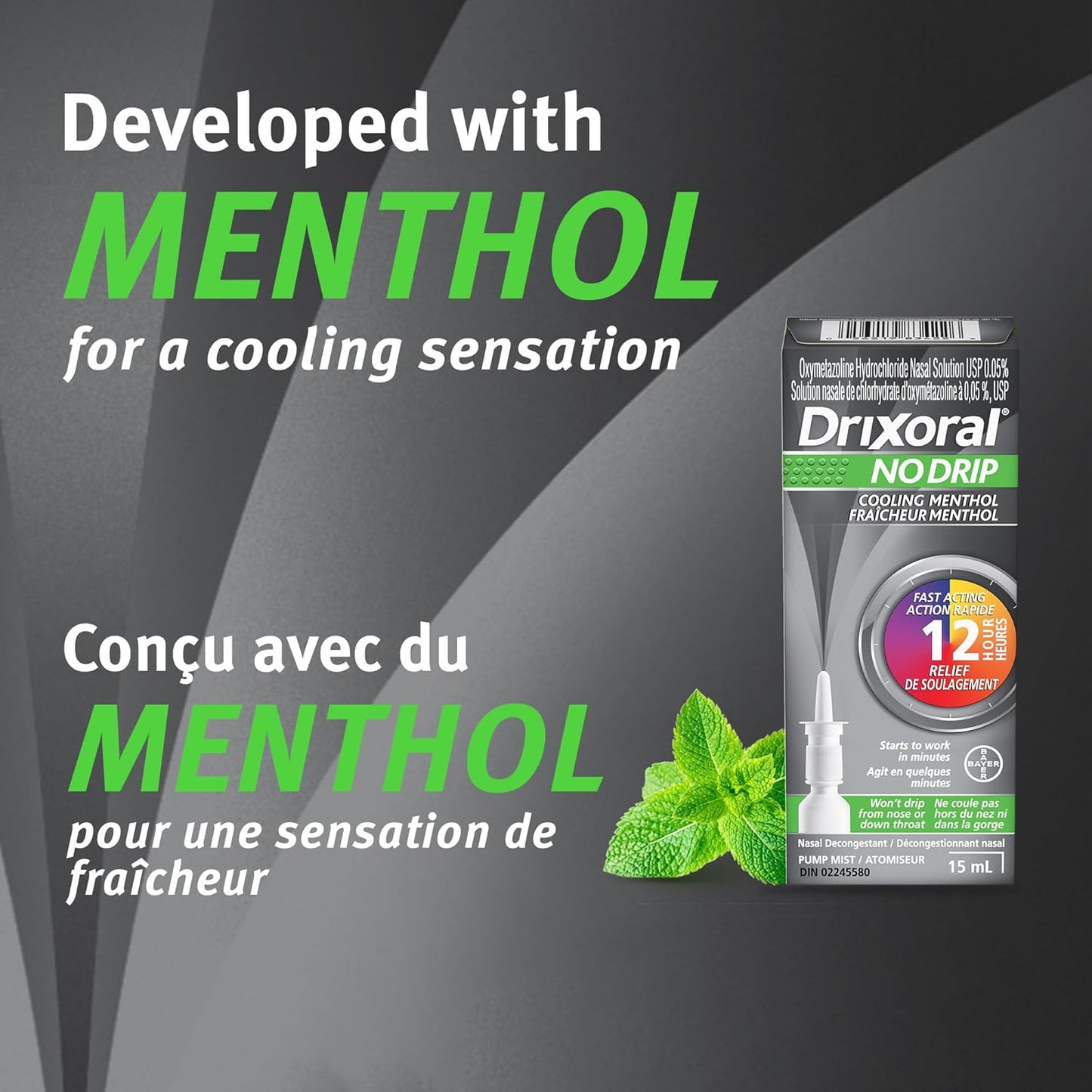 Drixoral 无滴漏清凉薄荷喷雾，清凉感，12 小时缓解，15 毫升