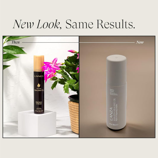L’ANZA Keratin Healing Oil De-frizz Cream - For a Shiny Finishing and a Long-lasting look, With Triple UV and heat Protection, Suitable For All Hair Types, Travel-size (4.7 Fl Oz)
