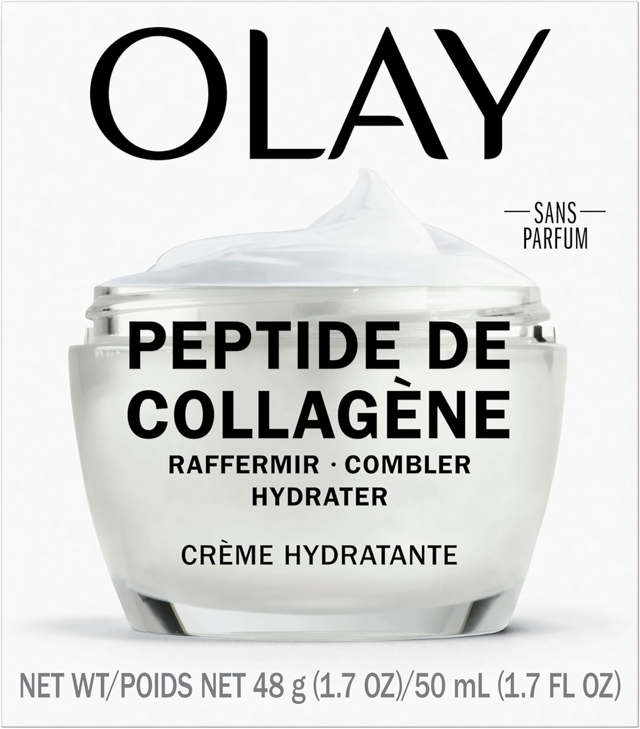 Olay Collagen Peptide Face Moisturizer, Firming Cream for Women, Fragrance-Free, Non-Greasy - Hydrating, Anti-Aging, Anti-Wrinkle, Smooth Fine Lines, Plumping Skin Care - Niacinamide, 50 mL