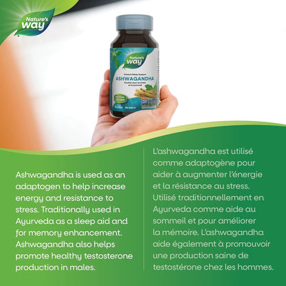 Nature’s Way Ashwagandha – 500 mg Ashwagandha Root Extract – Stress & Sleep Support – 60 Vegetarian Capsules, Non-GMO