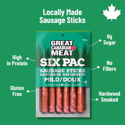 淡味烟熏香肠条 - 4 包，每包 4 x 150 克，Great Canadian Meat 出品，肉类零食，散装香肠条盒，适合肉食爱好者。零食之选，古饮食法，无麸质，高蛋白