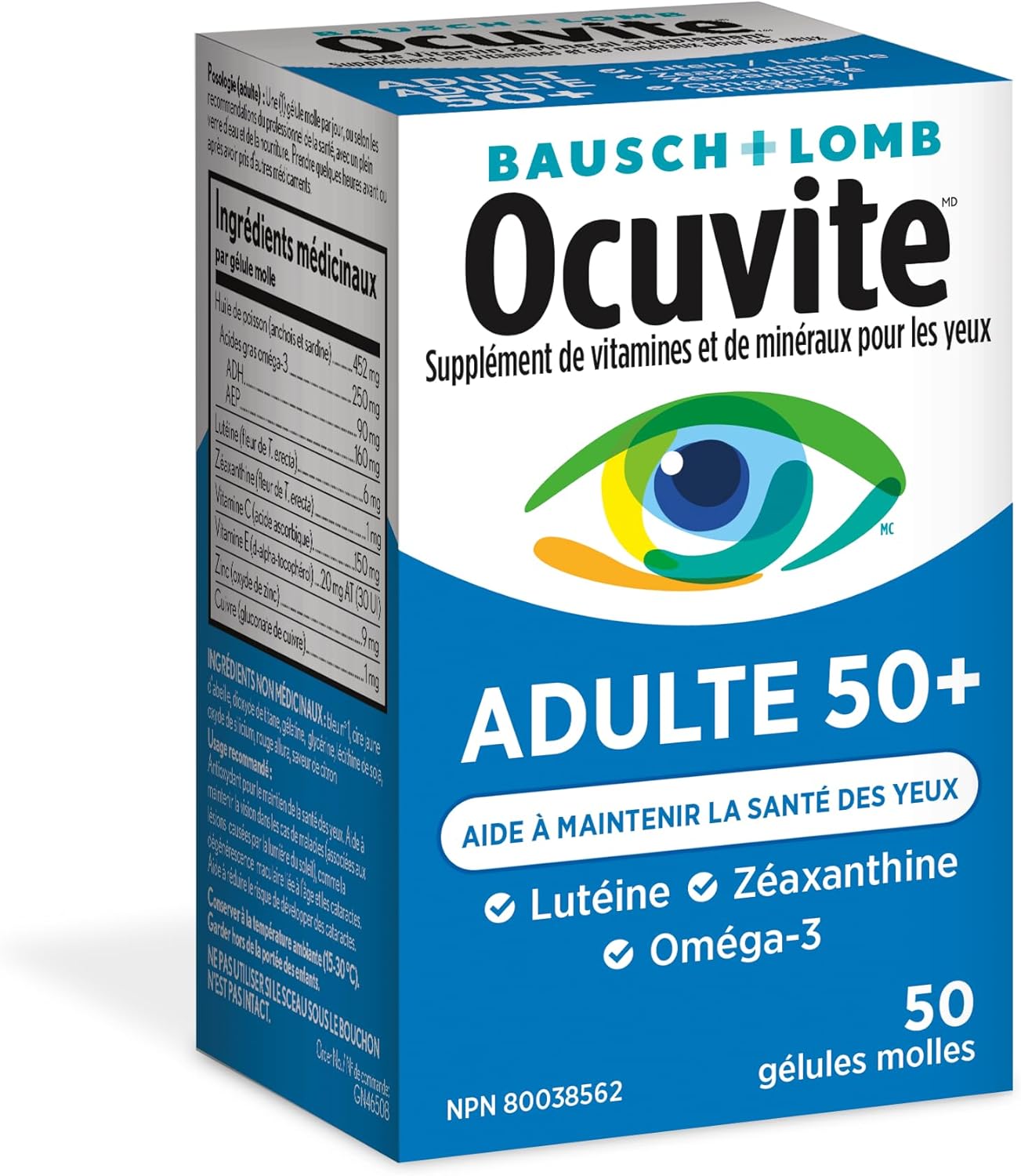 Bausch + Lomb Ocuvite 成人 50+ 眼部维生素和矿物质补充剂