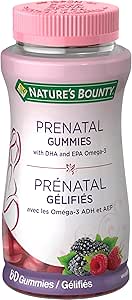 NATURE'S BOUNTY Prenatal With DHA & EPA Omega-3, Gummies, Helps Reduce Risk Of Neural Tube Defects, Helps Support Normal Early Fetal Development, Helps In Collagen Formation, Helps to support Immune Health, 270 g