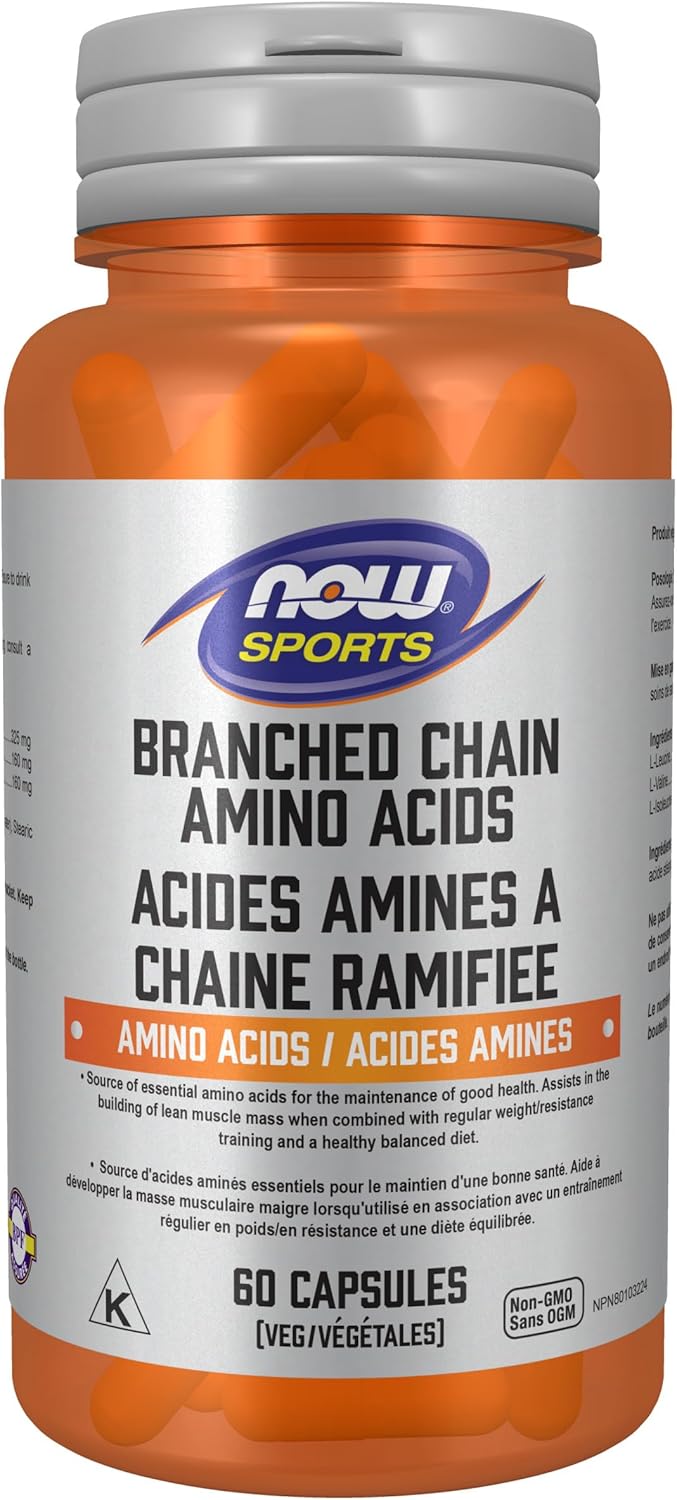 NOW Sports, Branched Chain Amino Acids, With Leucine, Isoleucine and Valine, 60 Veg Capsules