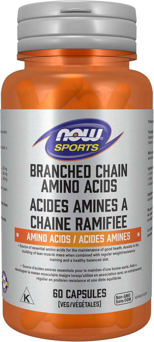 NOW Sports, Branched Chain Amino Acids, With Leucine, Isoleucine and Valine, 60 Veg Capsules