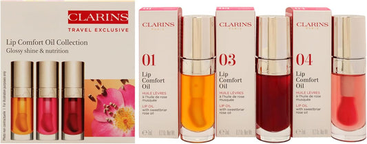 嬌韻詩唇部舒適油系列唇油 - 01 蜂蜜，唇油 - 03 櫻桃，唇油 - 04 火龍果女士 3 x 0.2 盎司