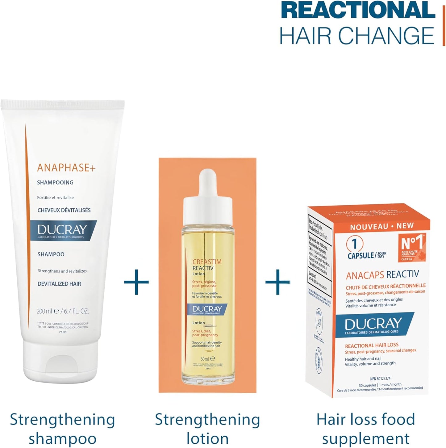 Ducray Anaphase+ 套装洗发水 + 护发素 - 头发稀疏 - 头发密度 - 所有类型的头发