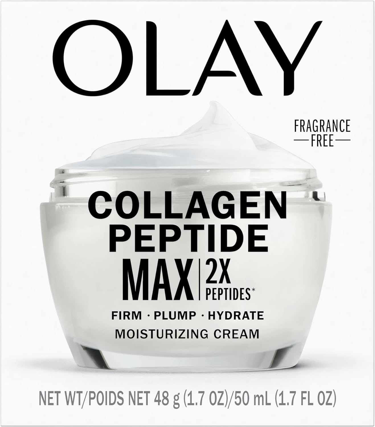 Olay Collagen Peptide Face Moisturizer, Firming Cream for Women, Fragrance-Free, Non-Greasy - Hydrating, Anti-Aging, Anti-Wrinkle, Smoothing of Fine Lines, Tightening Skin Care - Niacinamide, 50 mL