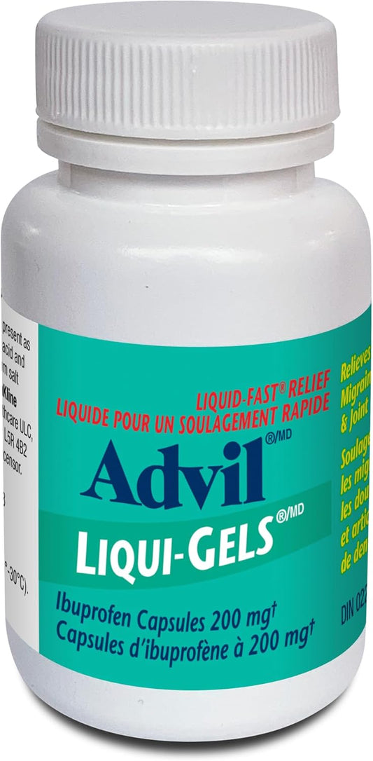 Advil Regular Strength Ibuprofen Pain Relief Liquid-Gels, Fast Acting Pain Relief for Migraine, Back, Neck, Joint, and Muscle Relief, 200mg (72 Count)