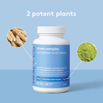 HEAL + CO. 壓力複合物 | 南非醉茄 + L-茶氨酸 | 壓力 + 放鬆支持補充劑 | 120 粒膠囊