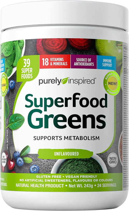 Purely Inspired Greens Superfood Powder for Women and Men - Organic Greens Smoothie Blend Supports Digestive Health & Immunity - Fruit & Veggie Blend, Gluten-Free (24 Servings)