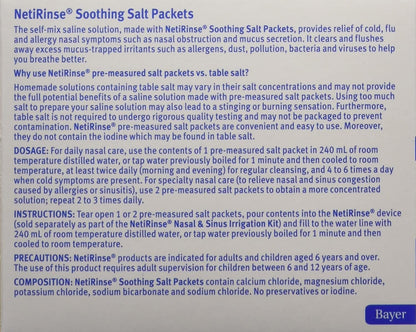 hydraSense NetiRinse 补充盐包，通用预先计量自混合包，减轻和缓解鼻塞感冒症状，60 包
