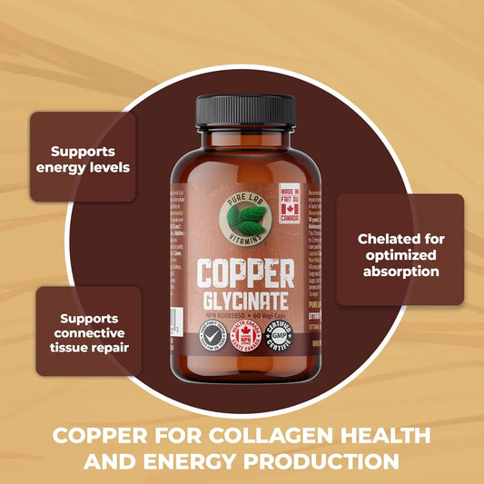 Pure Lab Vitamins 甘氨酸銅 1毫克 - 60 粒素食膠囊