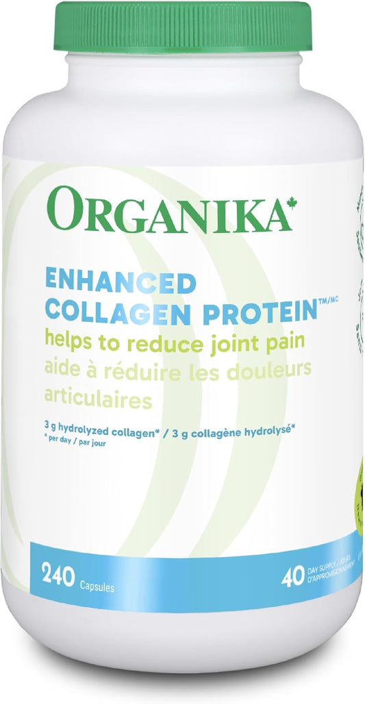 Organika 增強型膠原蛋白膠囊 - 有益於頭髮、皮膚、指甲和關節健康 - 水解，吸收更佳 - 草飼，非基因改造 - 240 粒膠囊
